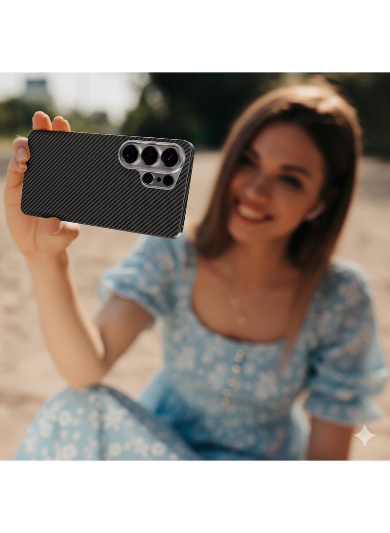 ليفيلو جراب من ألياف الأراميد لهاتف S26 Ultra مع حماية مضادة للرصاص، ومصد مقاوم للصدمات، ومتوافق مع Magsafe، ومختبر ضد السقوط من ارتفاع 4 أقدام، وإطار من سبائك الألومنيوم - أسود - Image 5